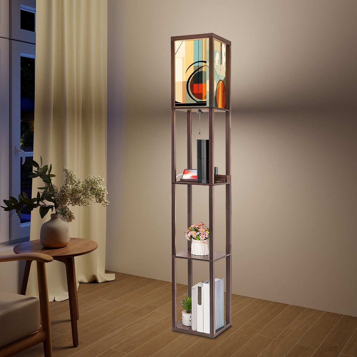 Mid Century Modern Geometric Bauhaus Designed MCM Floor Lamp With Shelves - Mid Century Modern Gal