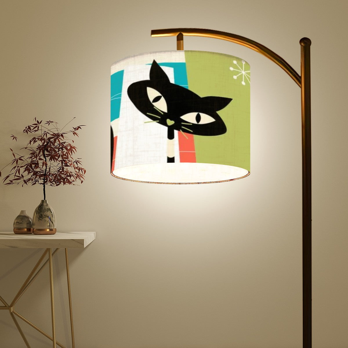 The Atomic Cat Kitschy Mid Century Modern Arc Floor Lamp - Mid Century Modern Gal