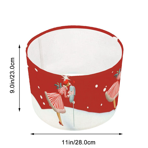 Mid Century Modern Christmas Holiday Shade, Red, Winter Scene 50s Mod Gal Lampshade - For Arc Floor Lamps Only