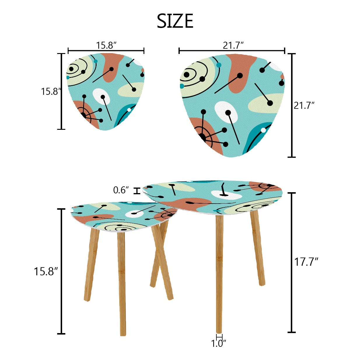 Mid Century Modern Amoeba Designed Aqua Blue, Nesting Tables - Mid Century Modern Gal