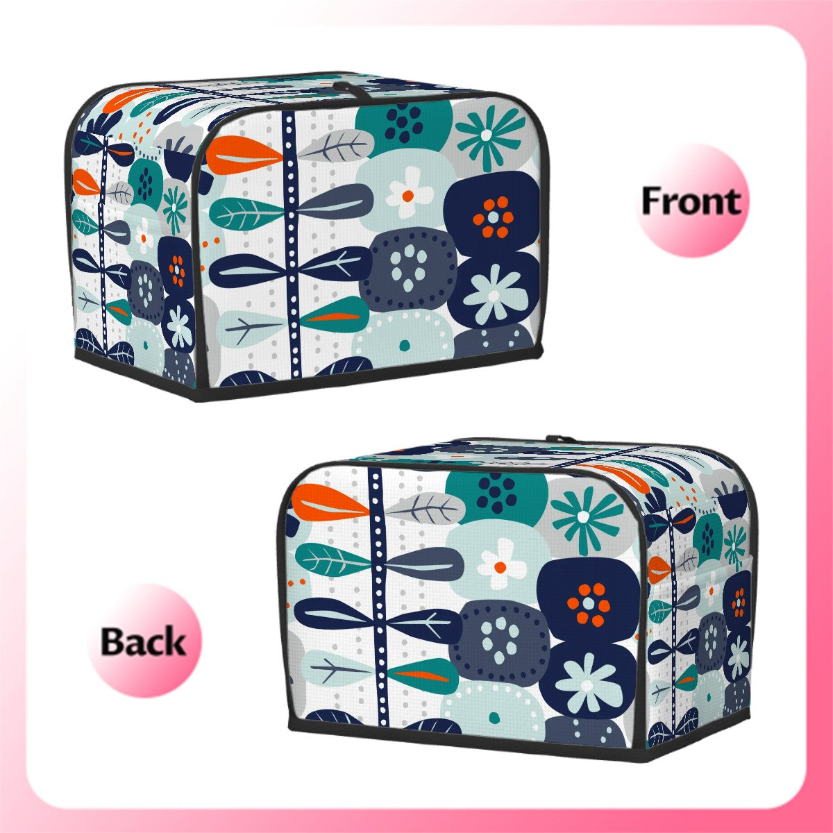 Mod Mod Boho Modern Danish Floral Blue Orange White Retro Kitchen 2 Slice Toaster Cover - Mid Century Modern Gal