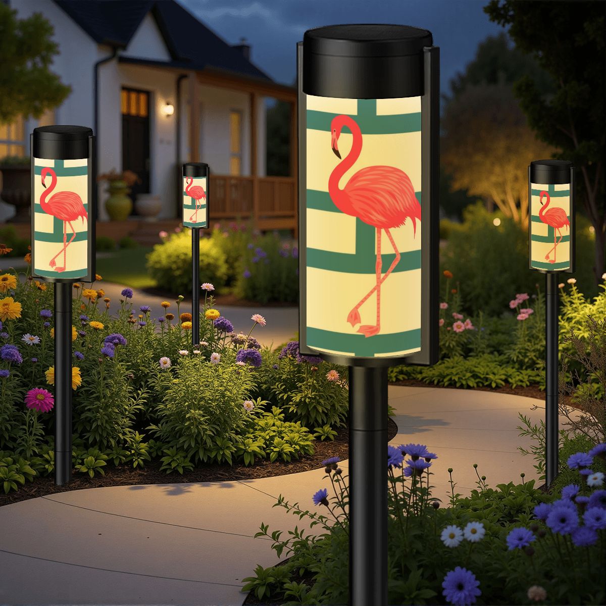 Flamingo Mid Mod Garden Solar Lights, MCM Breezeblock 50s Kitsch - Mid Century Modern Gal