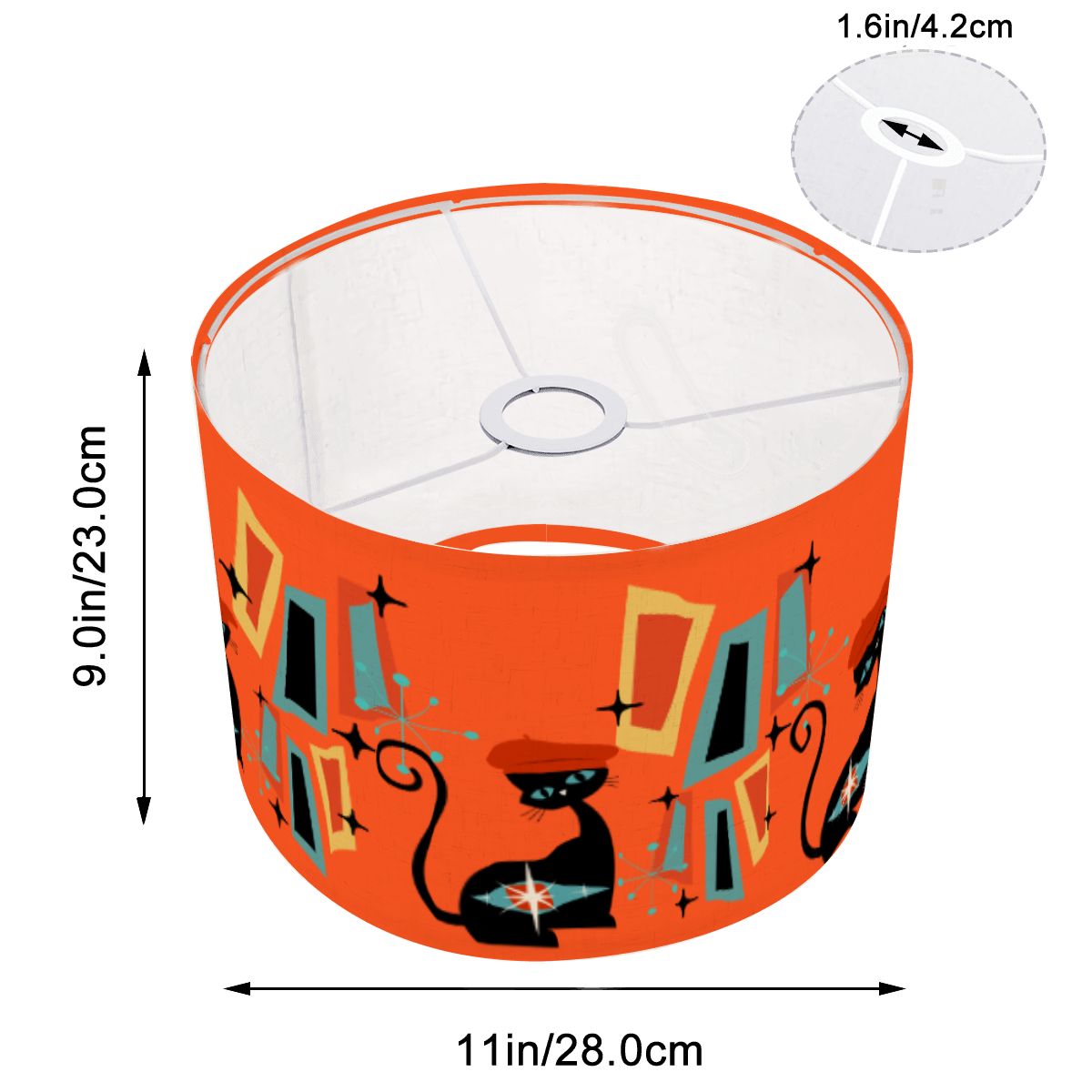 Mid Century Modern Atomic Cat , Orange Geometric Starburst Sputnik Designed Retro Lamp SHADE ONLY - For Arc Floor Lamps Only - Mid Century Modern Gal