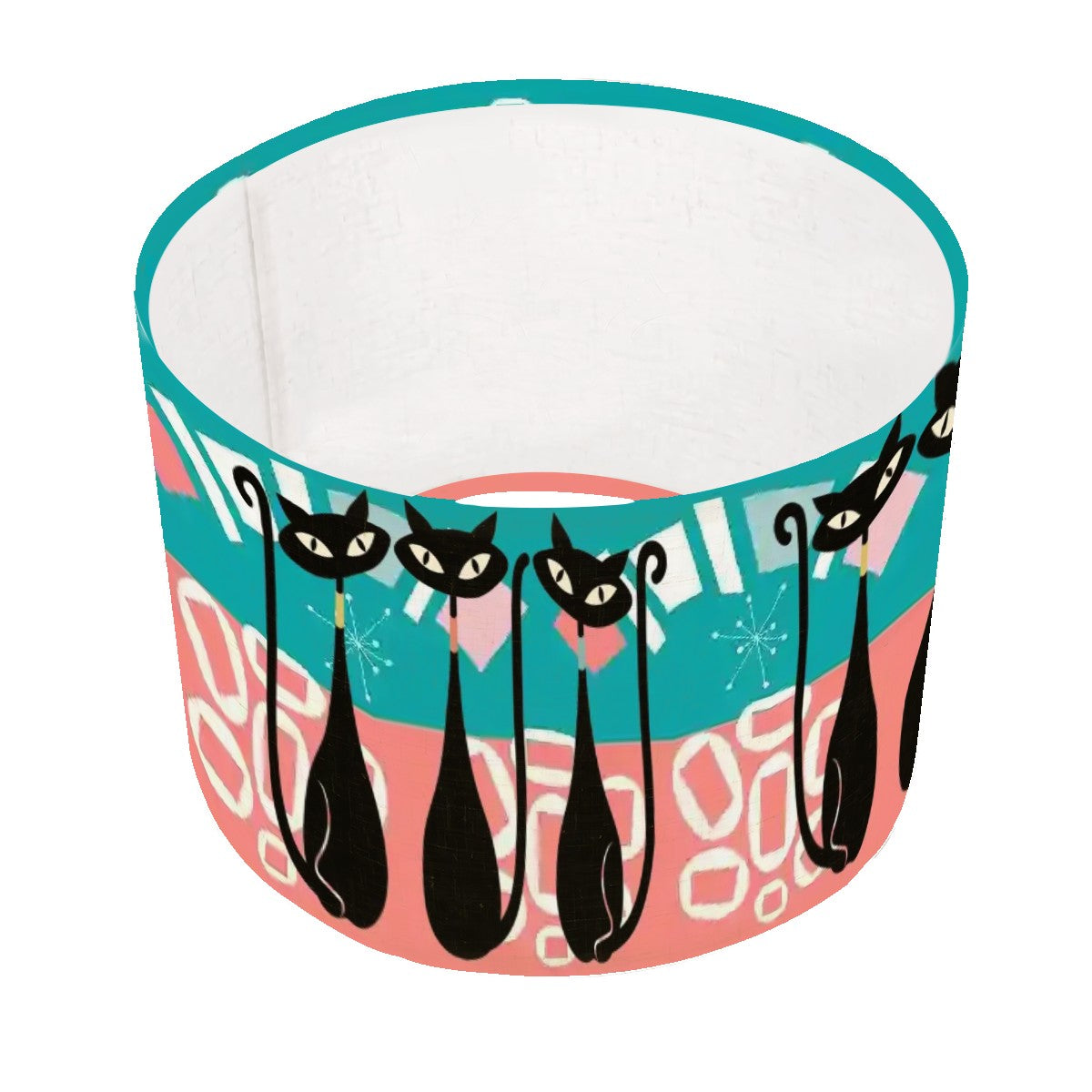 Atomic Cats Mid Century Modern Coral, Teal Kitschy Fun Lamp Shade ONLY - Mid Century Modern Gal