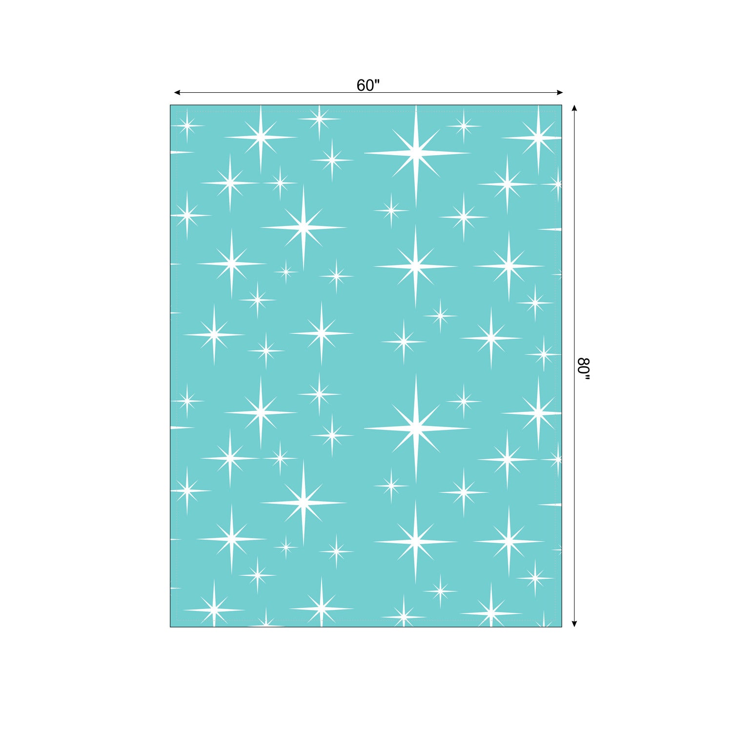 Atomic 50s Aqua Blue Starburst, Mid Century Modern Minky Blanket - Mid Century Modern Gal