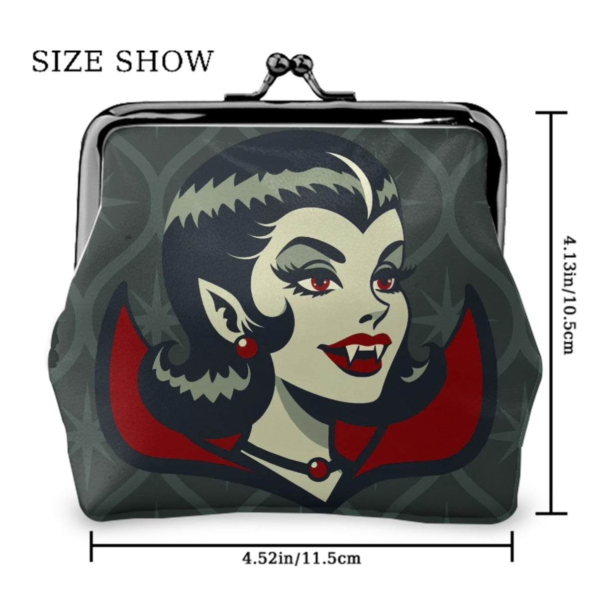 Vampire Dracula Girl Halloween Goth Horror Buff MCM Green Coin Purse - Mid Century Modern Gal