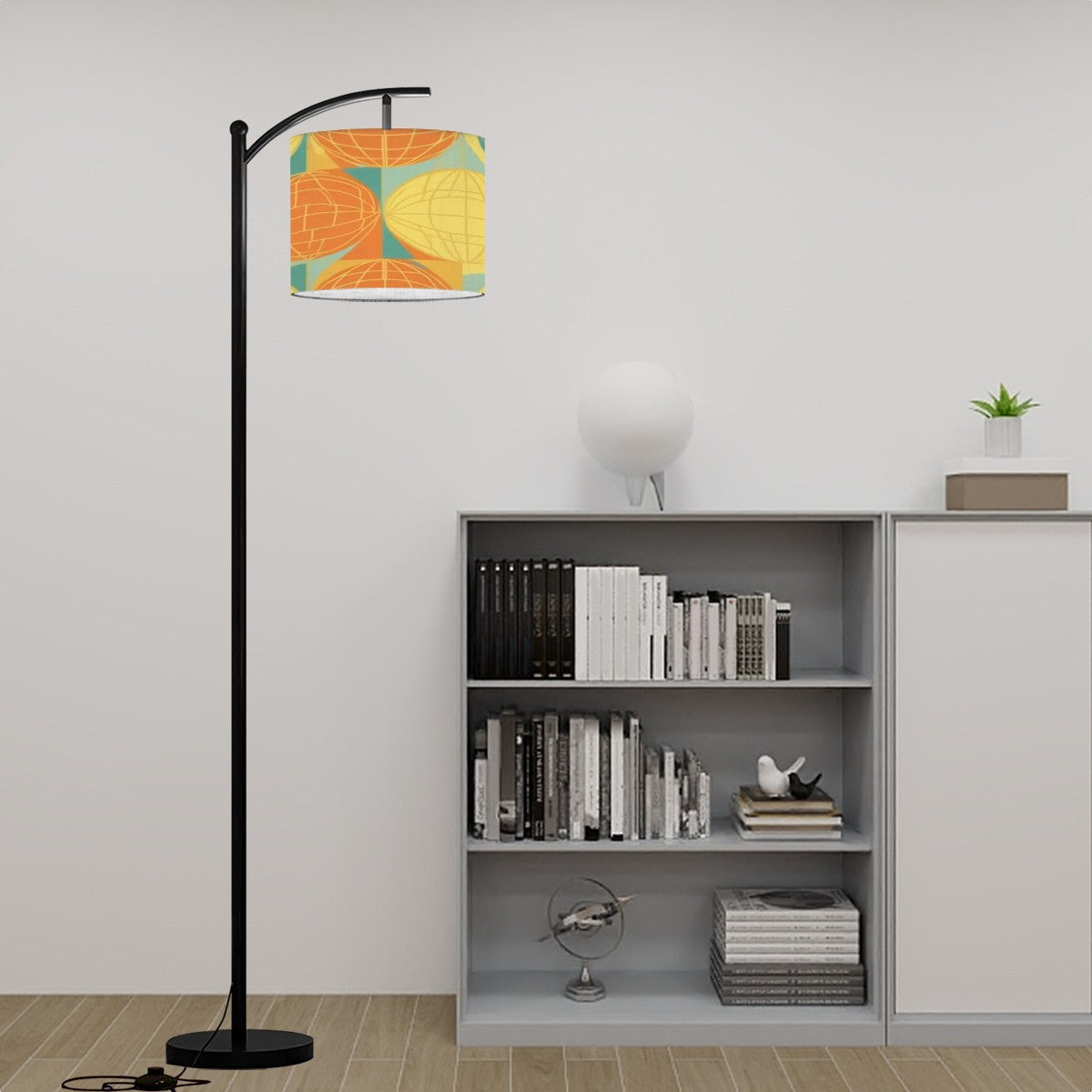 Mid Century Modern Atomic Space Arc Floor Lamp, Orange, Yellow, Teal MCM Floor Lighting - Mid Century Modern Gal