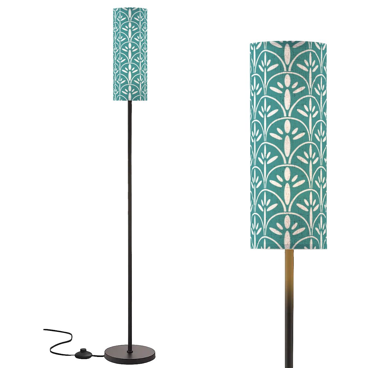 Art Deco Colorful Abstract Floor Lamp | Teal Blue Mid Century Modern Lighting - Mid Century Modern Gal