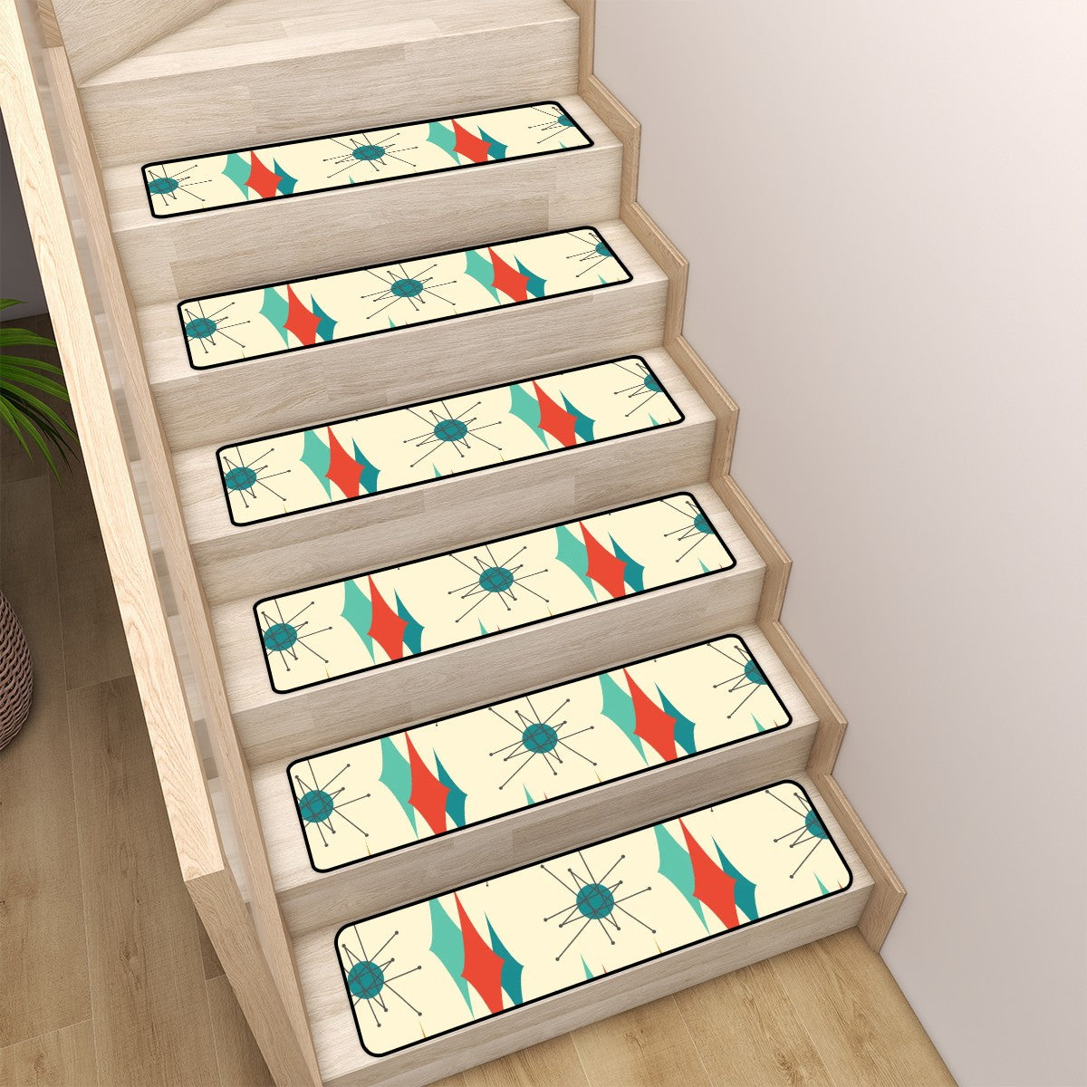 Mid Century Modern Franciscan Starburst MCM Non Slip Carpet for Stairs Treads - Mid Century Modern Gal
