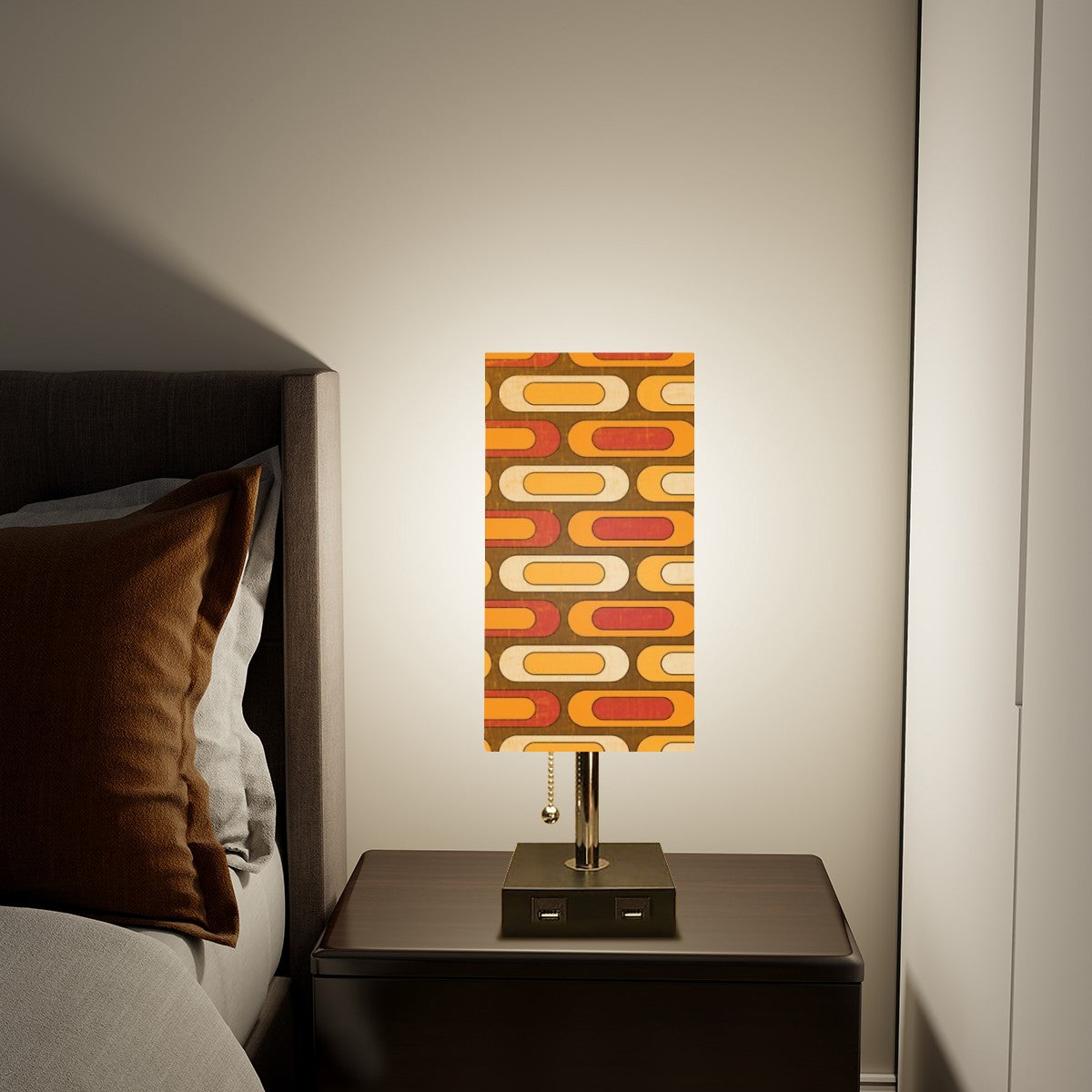 Mid Mod Geometric Retro Groovy Square Table Lamp - Mid Century Modern Gal
