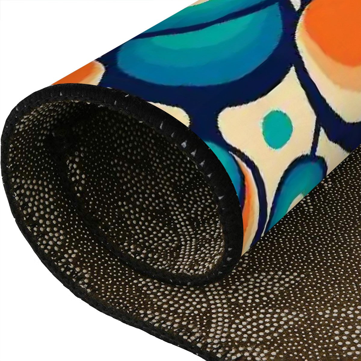 Retro Groovy Space Orbs, Orange Blue MCM Oval Rug Mat - Mid Century Modern Gal