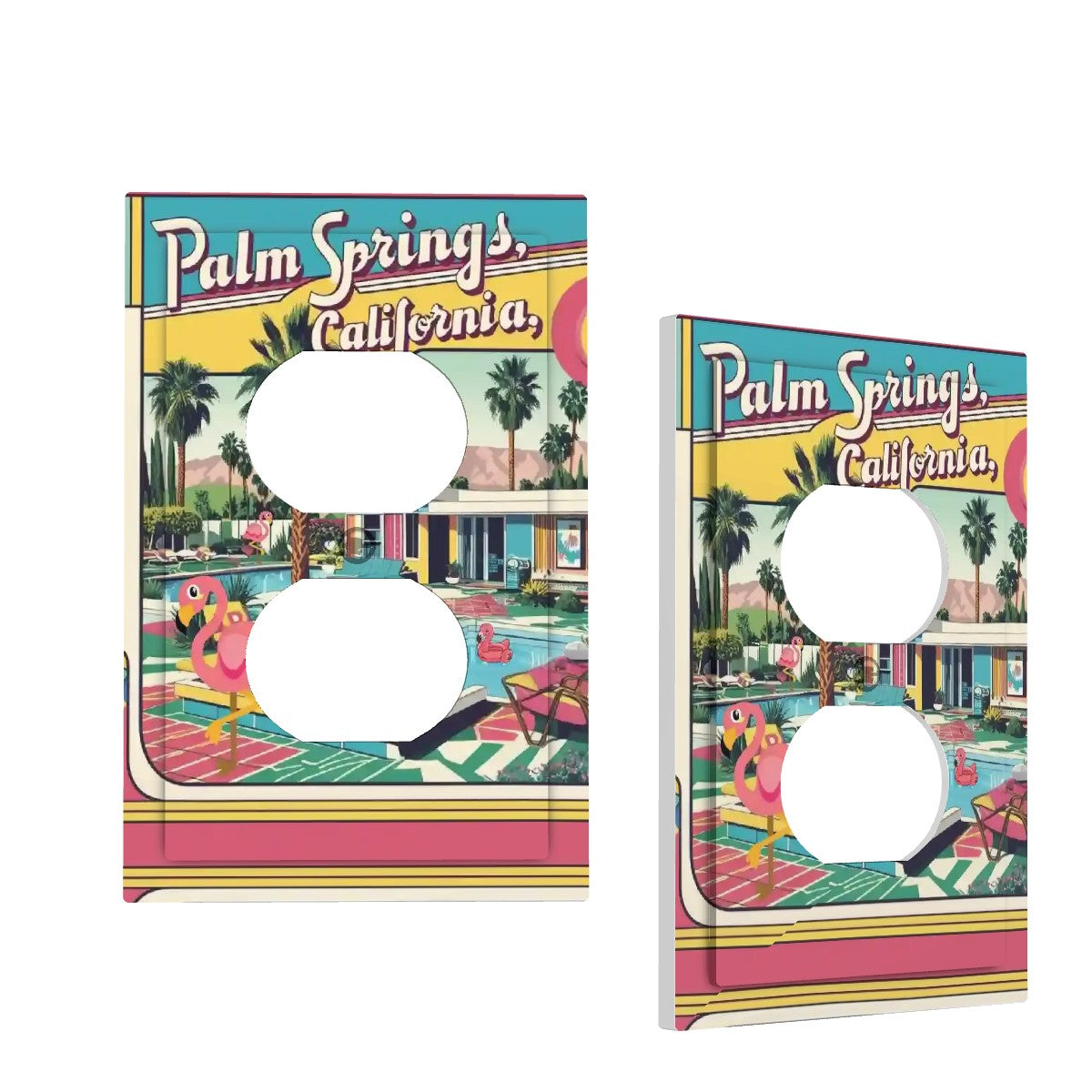Kitschy Mid Mod Palm Spring California Modern Switch Cover 1-Gang 1 Duplex - Mid Century Modern Gal