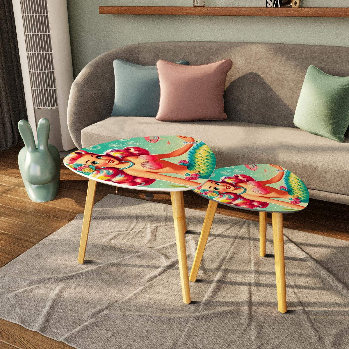 Kitschy 50s Mermaid Mid Century Modern Nesting Tables - Mid Century Modern Gal