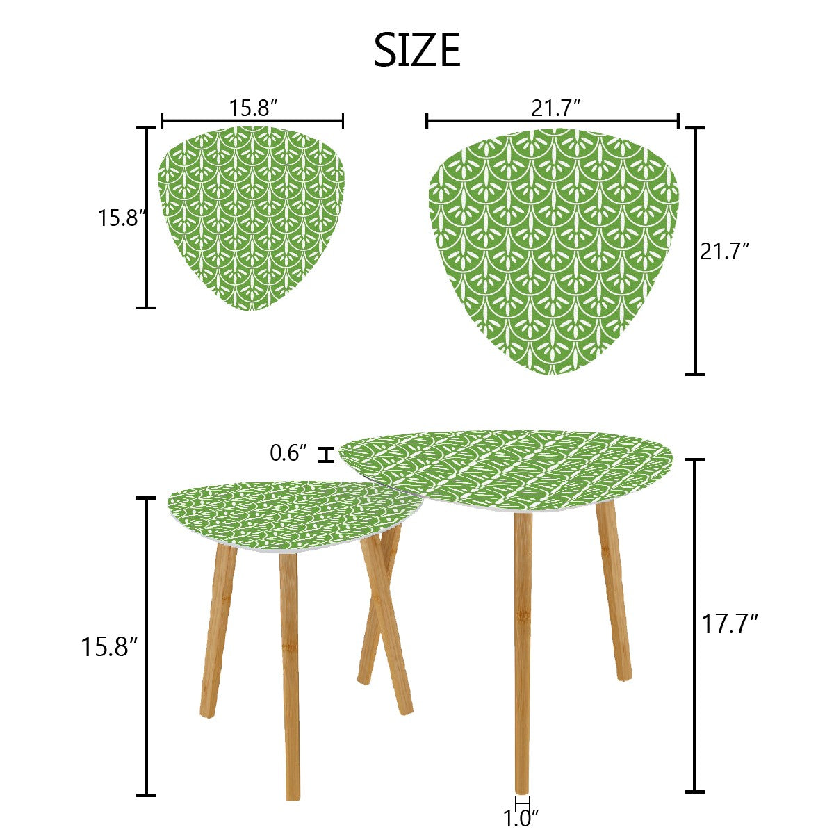 Mid Century Modern Nesting Tables Green Grass And White | Stylish Art Deco MCM End Tables - Mid Century Modern Gal