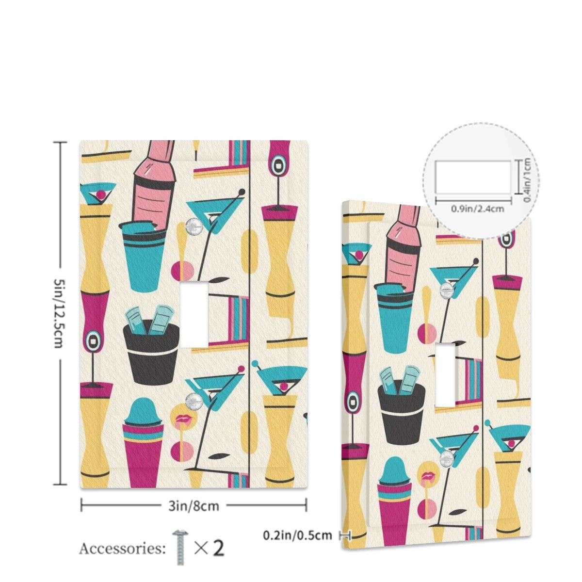 Mid Century Modern Cocktail Kitschy Mod Faux Leather Texture Switch Cover 1-Gang 1 Toggle - Mid Century Modern Gal