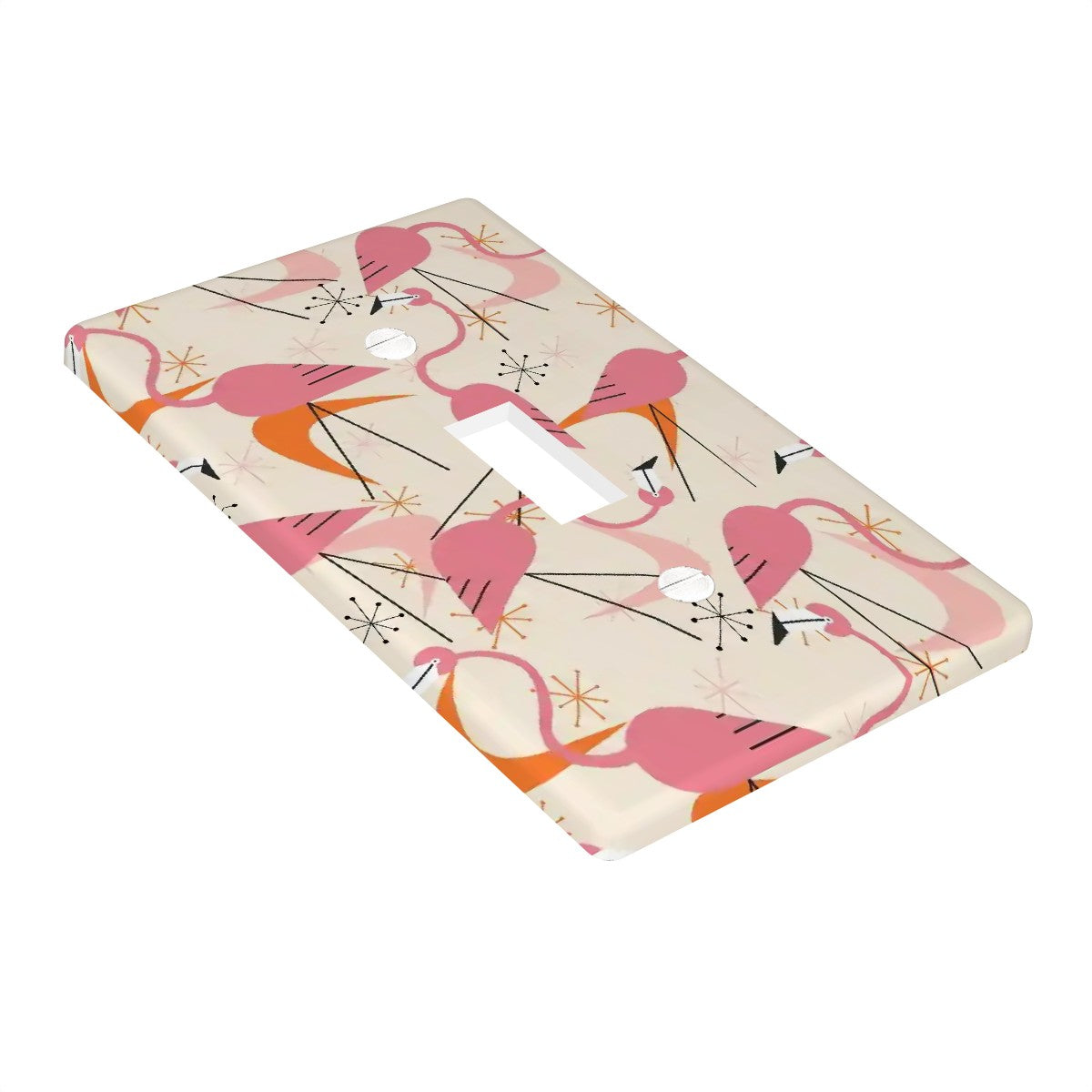 50s Flamingo Pink Orange Boomerang Mid Mod Kitschy Switch Cover 1-Gang 1 Toggle - Mid Century Modern Gal