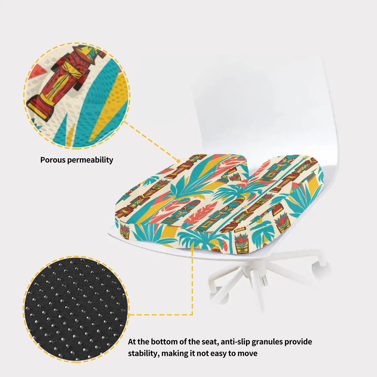 Mid Century Modern Tiki Designed Orthopedic Memory Foam Seat Cushion - Mid Century Modern Gal
