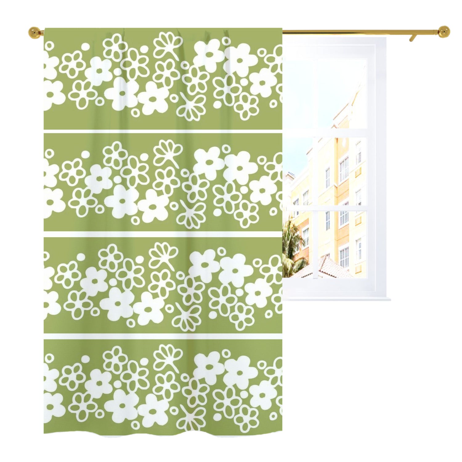 Pyrex Crazy Daisy Single Panel Curtain - Mid Century Modern Gal