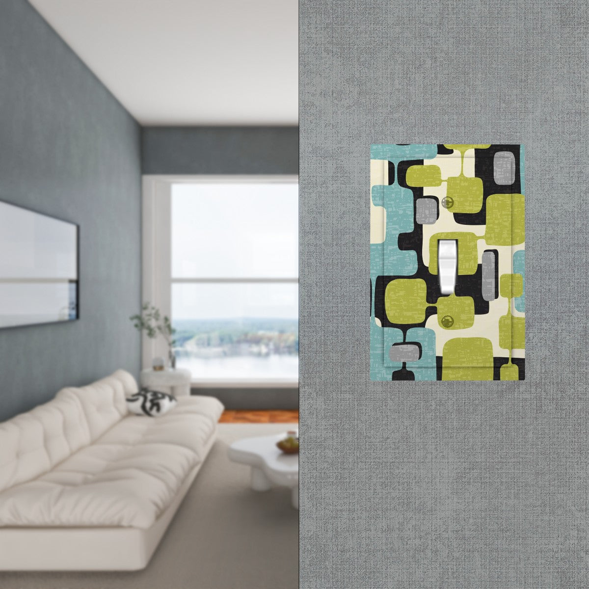 Mid Century Modern Geometric Groovy ModModern Toggle Switch Cover - Mid Century Modern Gal