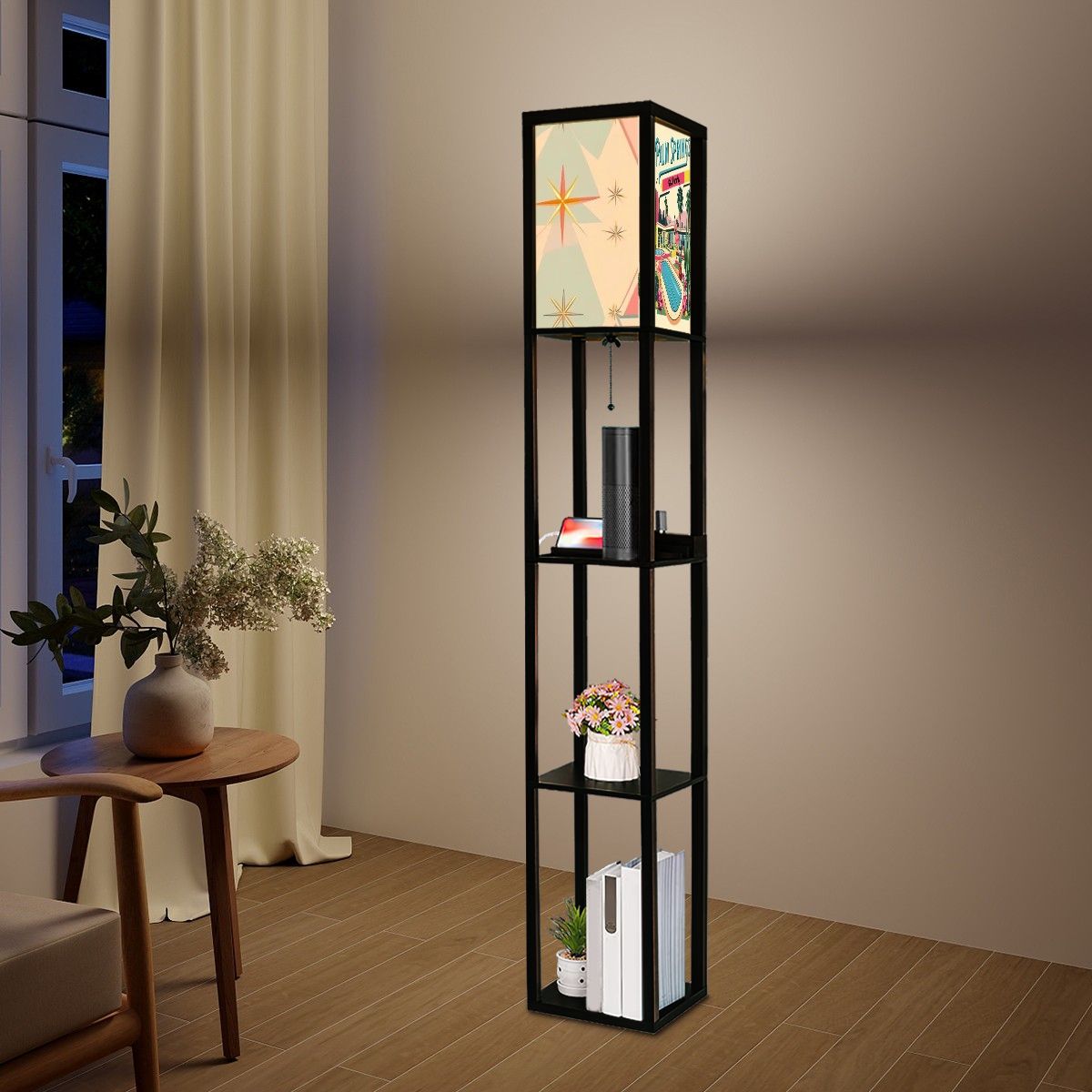 Palm Spring California Flamingo Kitsch Modern Floor Lamp with Shelves - Mid Century Modern Gal