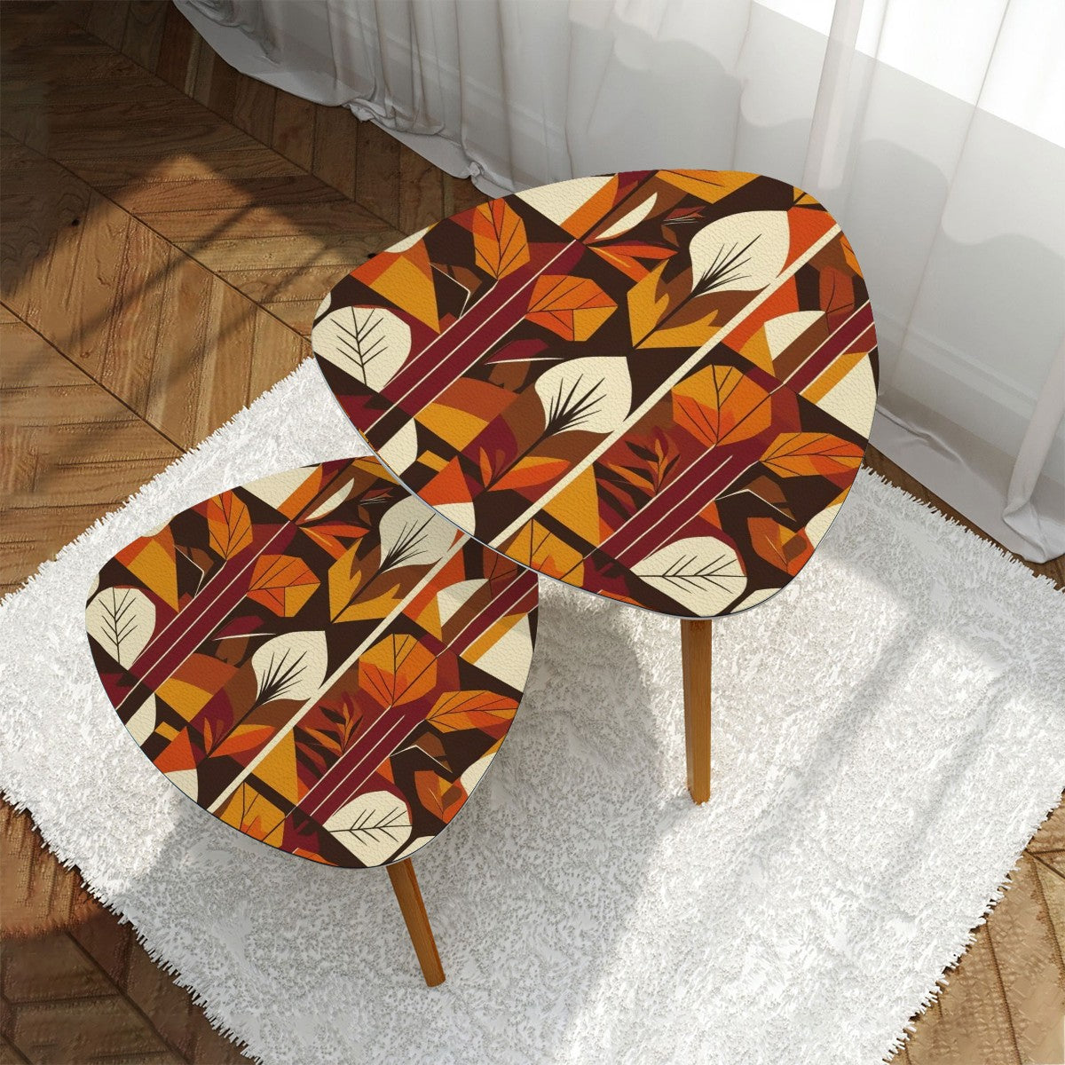 Mid Century Modern Golden Harvest Scandinvian Leaves Nesting Tables - Mid Century Modern Gal
