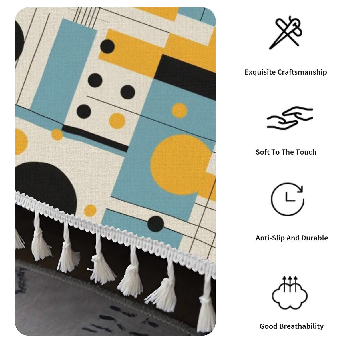 Mid Century Modern Bauhaus Designed, Blue, Yellow Black Geometric Couch Cover - Mid Century Modern Gal