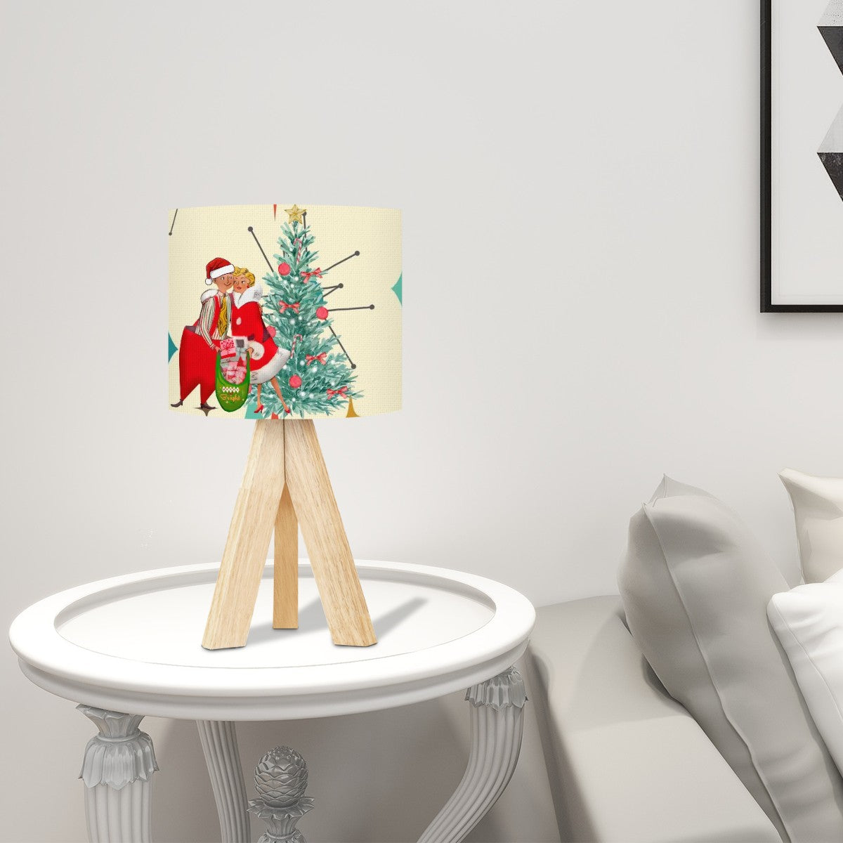 Mid Century Modern Holiday Kitschy 50s Christmas Tripod Table Lamp - Mid Century Modern Gal