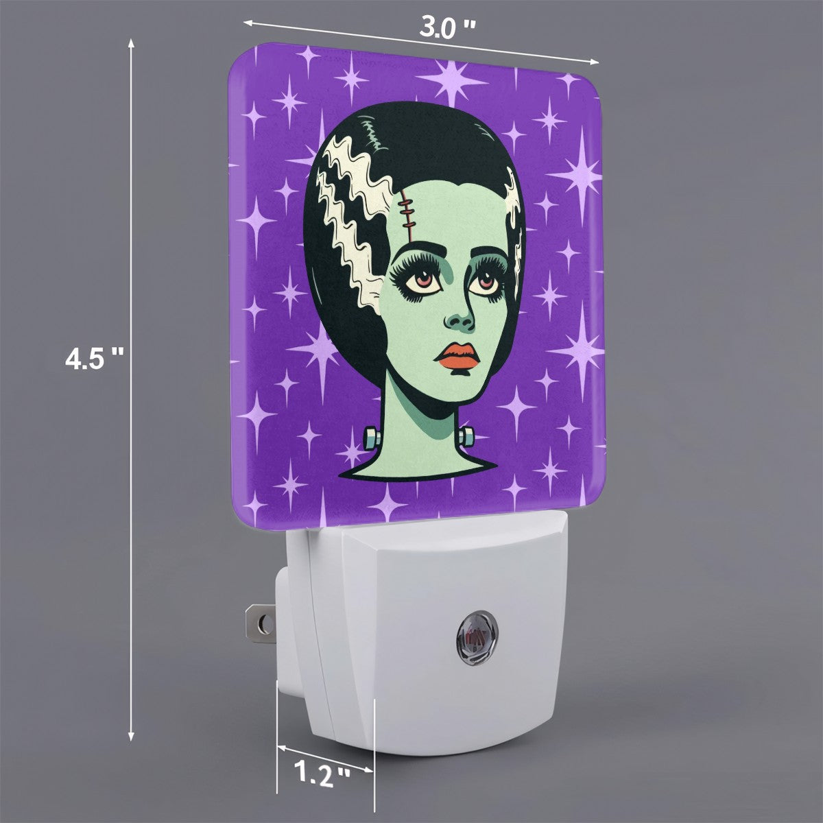 Bride of Frankenstein Retro Mid Mod Horror Buff Purple Halloween LED Night Light Set of 2 - Mid Century Modern Gal