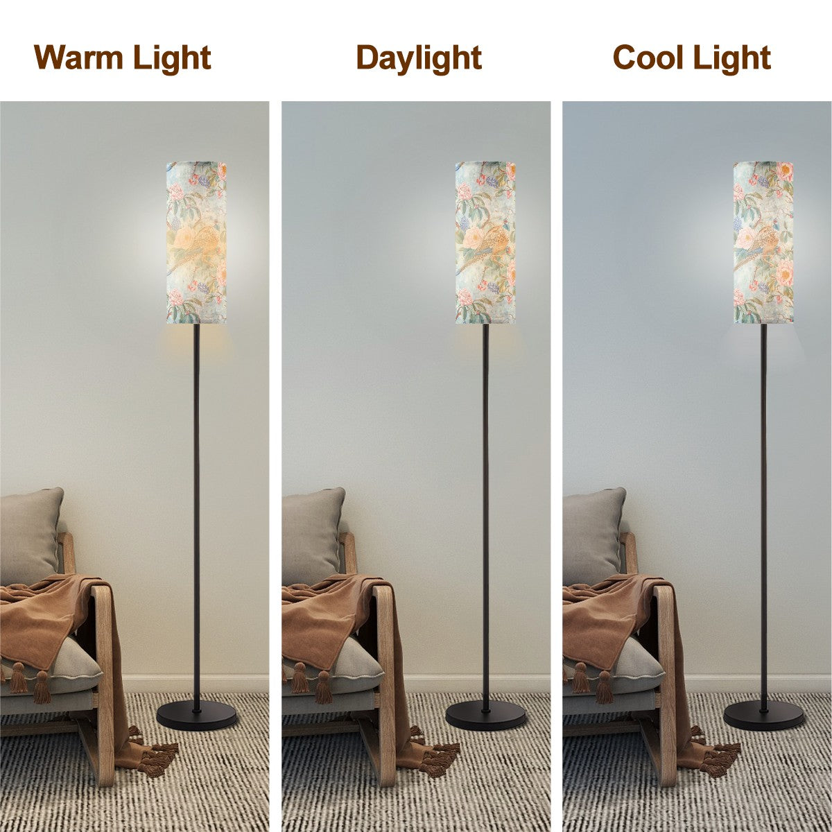Chinoiserie Floral Blue, Pink Shabby Cottage Modern Floor Lamp - Mid Century Modern Gal
