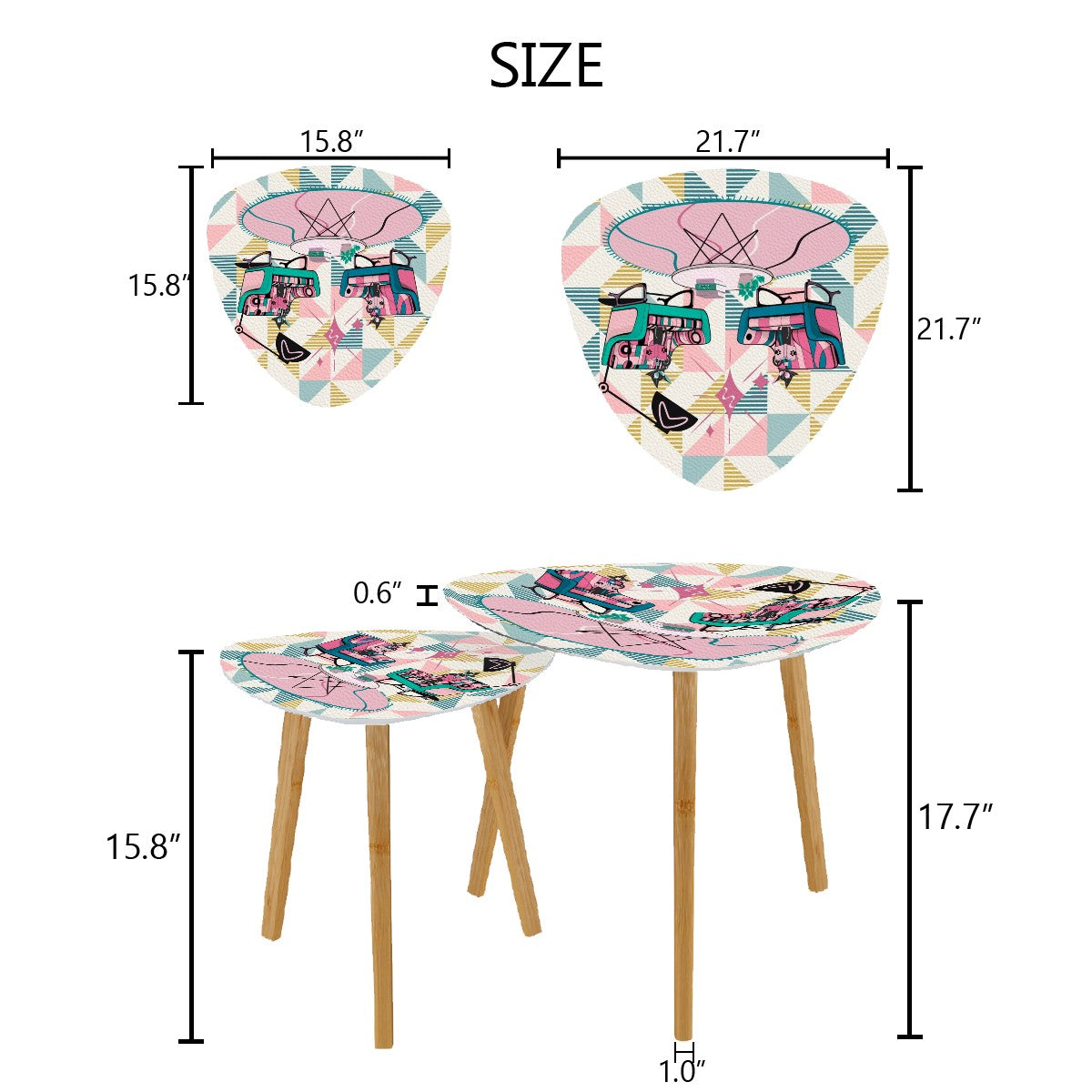 Mid Century Modern Atomic Cat, Reading Cats Book Lover Book Table Retro End Tables - Mid Century Modern Gal