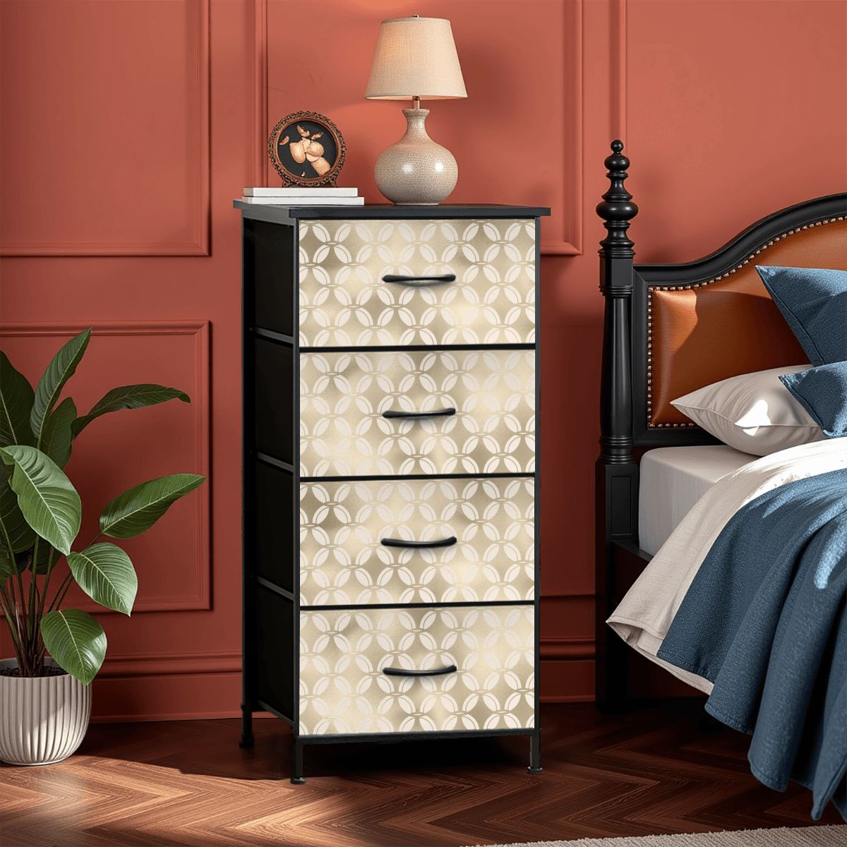 Art Deco Diamond Designed Elegant Modern 4-Drawer Dresser - Mid Century Modern Gal