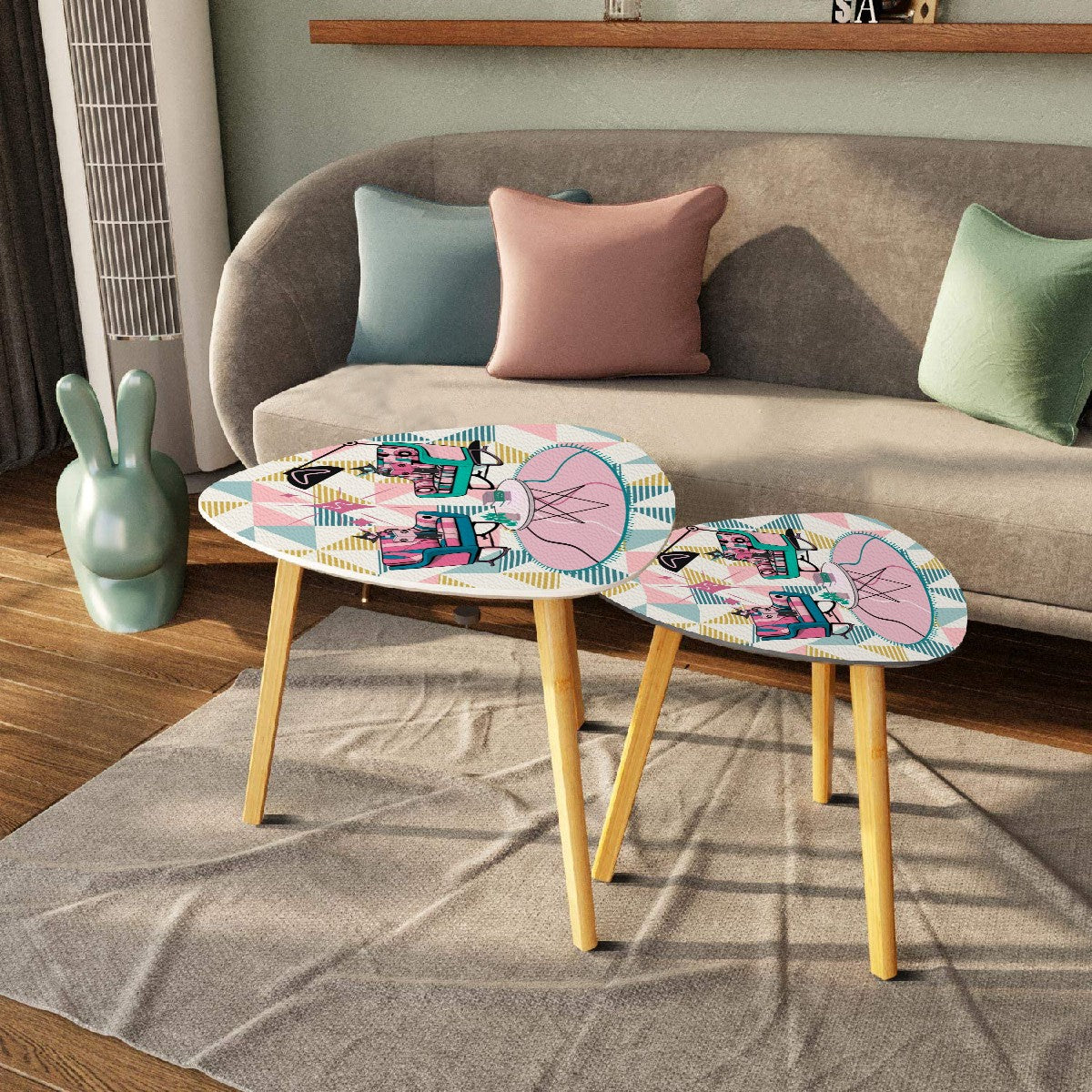 Mid Century Modern Atomic Cat, Reading Cats Book Lover Book Table Retro End Tables - Mid Century Modern Gal