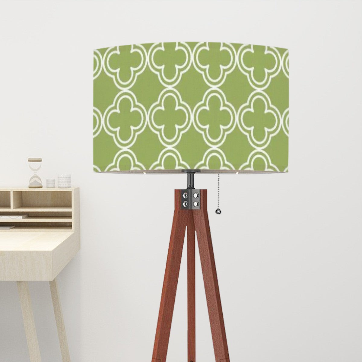 Mid Century Modern Green Geometrics, Retro Tripod Floor Lamp - Mid Century Modern Gal