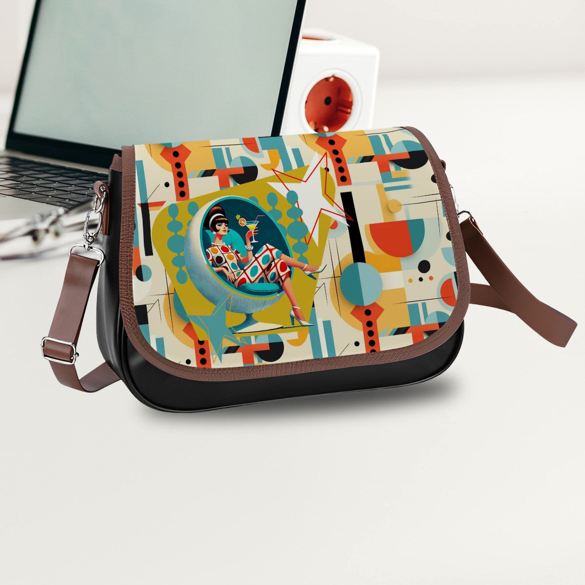 Mid Century Modern Bauhaus Mod Gal Kitschy Shoulder Crossbody Bag - Mid Century Modern Gal