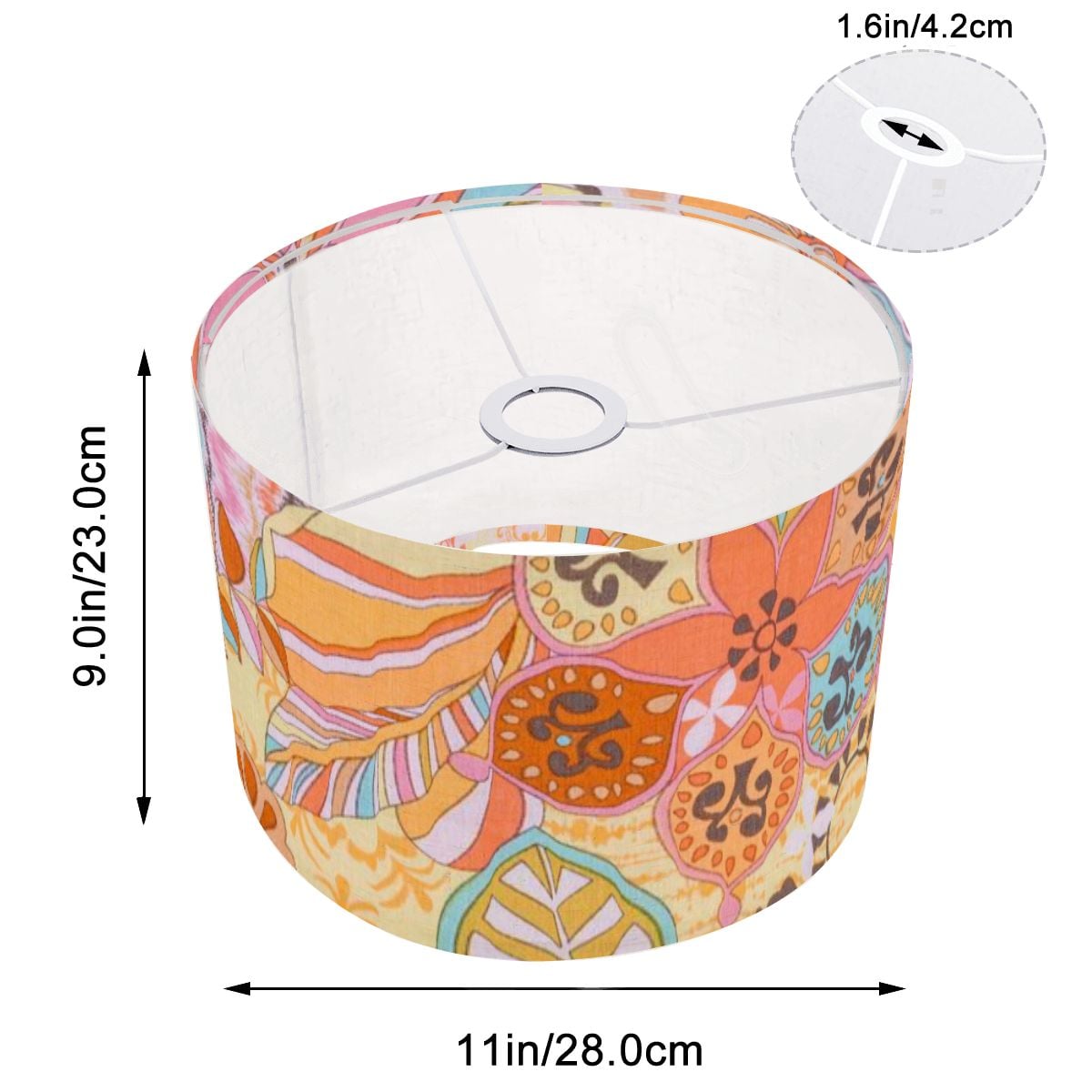 Flower Power Vintage 70s Florals Mid Mod Lamp SHADE ONLY - For Arc Floor Lamps Only - Mid Century Modern Gal