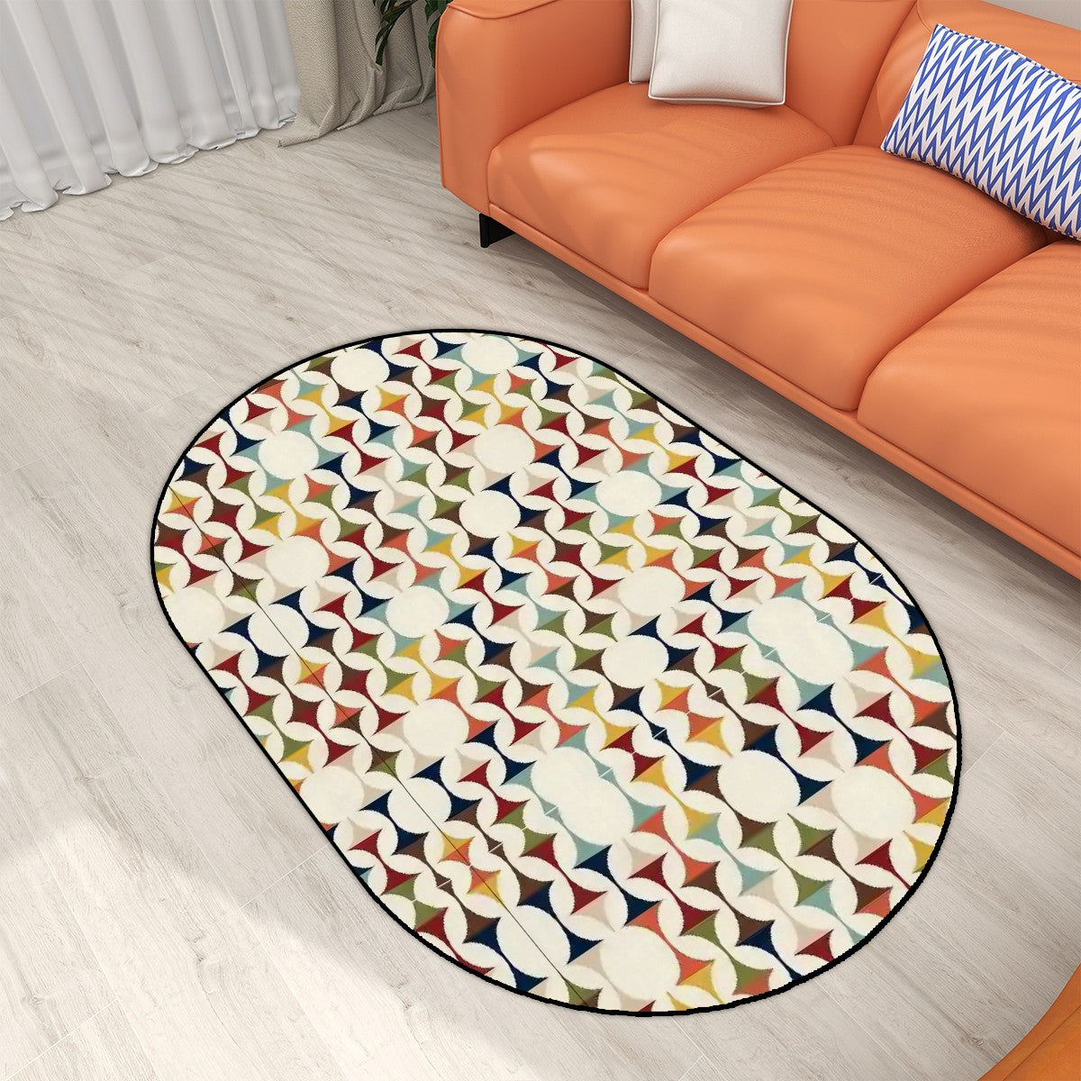 Scandinavian Designed Mid Century Modern Oval Floor Mat Rug - Mid Century Modern Gal