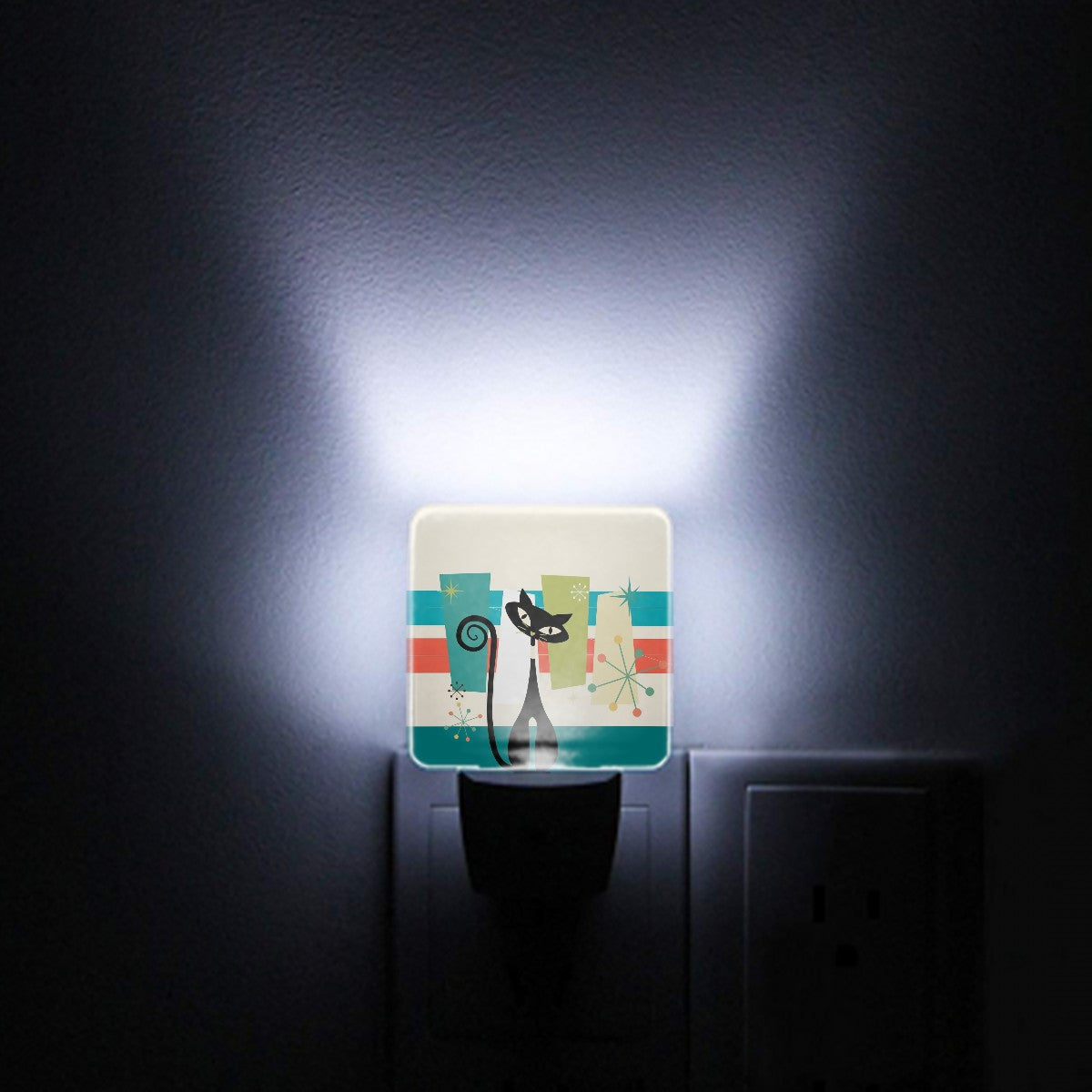Mid Century Modern Atomic Cat Led Night Lights - Mid Century Modern Gal