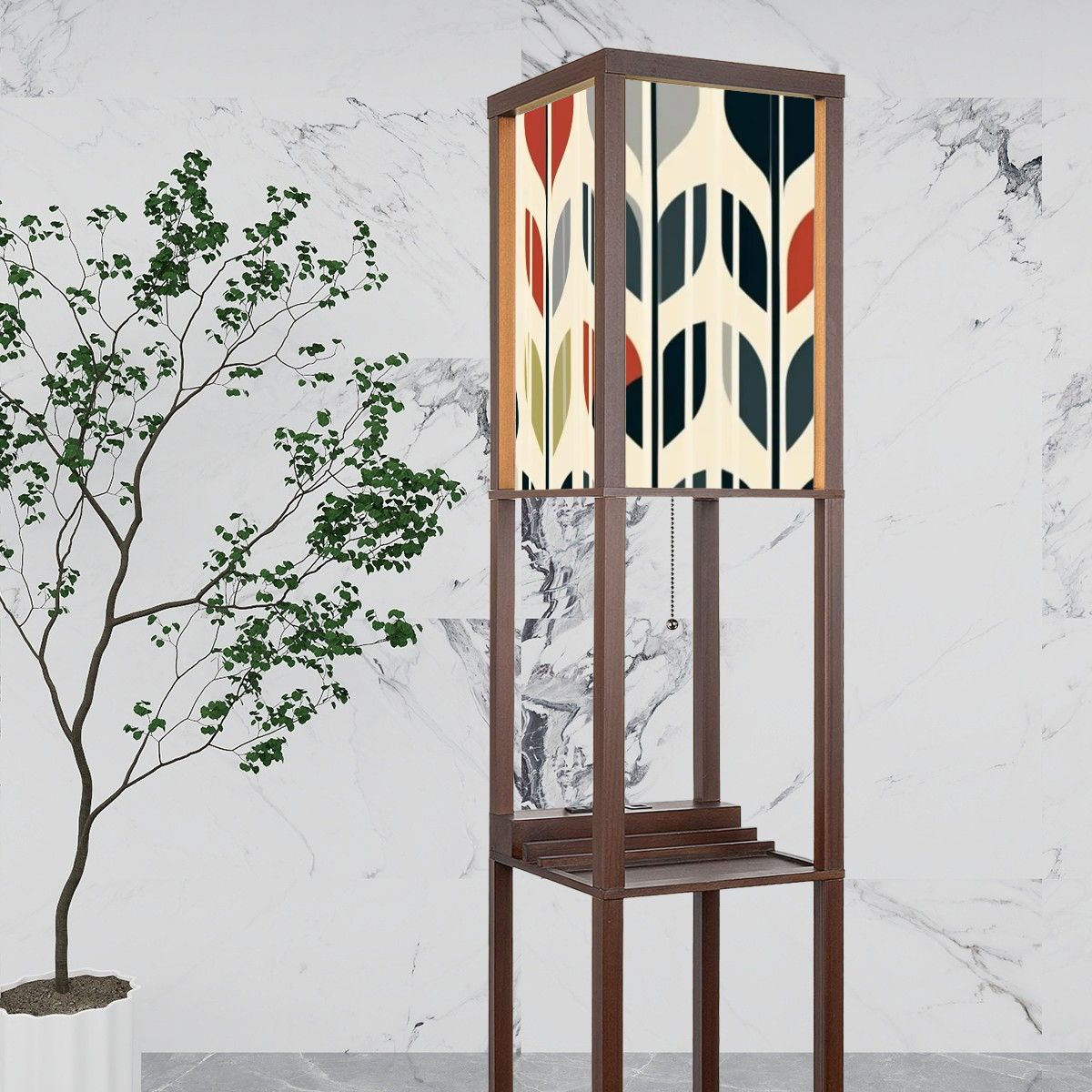 Mid Mod RetroScandinavian Floral Leaves Modern Danish Nordic Hygee Shelf Floor Lamp - Mid Century Modern Gal