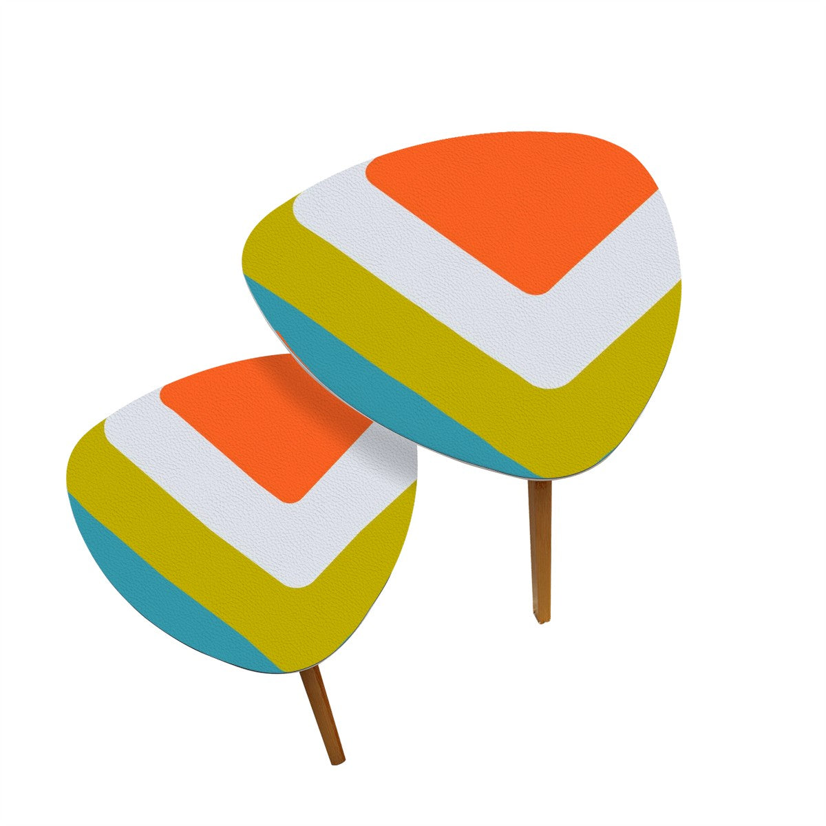 Groovy Green, Orange, Blue Retro 60s 70s Mid Mod Nesting Tables - Mid Century Modern Gal