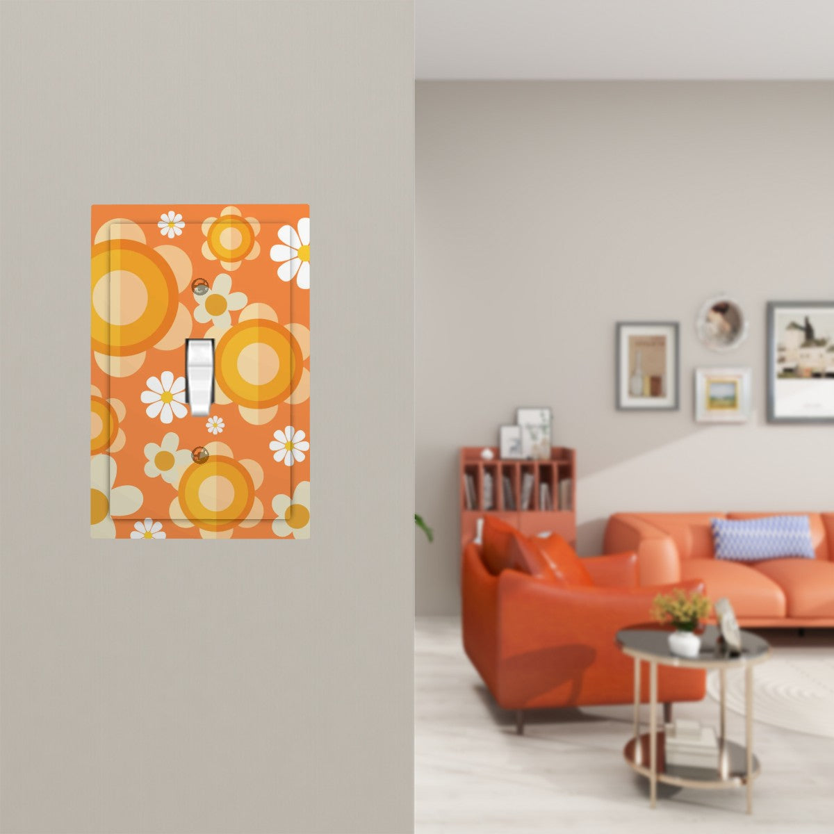 Flower Power Retro 70s Modern Switch Cover 1-Gang 1 Toggle - Mid Century Modern Gal