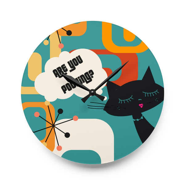 Atomic Cat, Funny Bathroom Retro Geometric MCM Acrylic Wall Clock