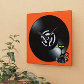 Atomic Cat, Groovy Vinyl Record Collector, Mid Mod Acrylic Wall Clock Home Decor 10.75& Mid Century Modern Gal