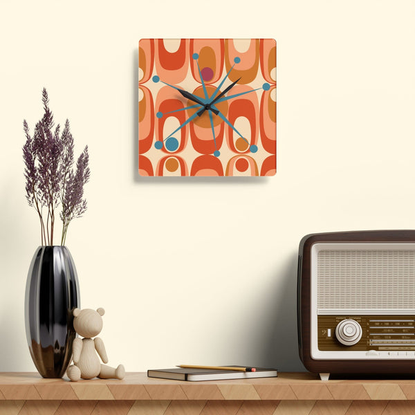 Mid Century Modern Geometric Starburst, Retro MCM Acrylic Wall Clock