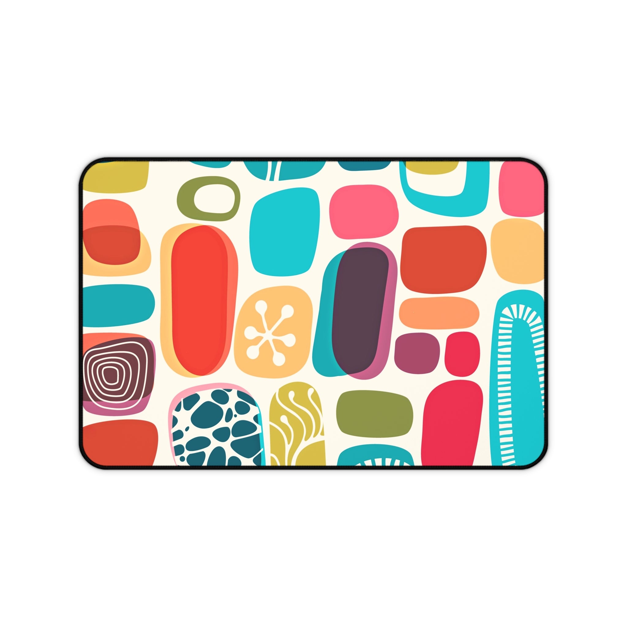 Mid Century Modern Amoeba Designed Geometric Colorful Modern Desk Mat - Mid Century Modern Gal
