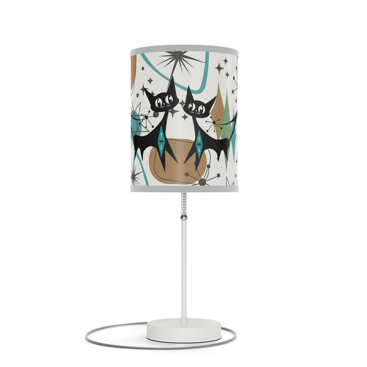 Mid Century Modern Table Lamp, Atomic Kitschy Cats, Starbursts Boomerang Themed Table Lamp - Mid Century Modern Gal