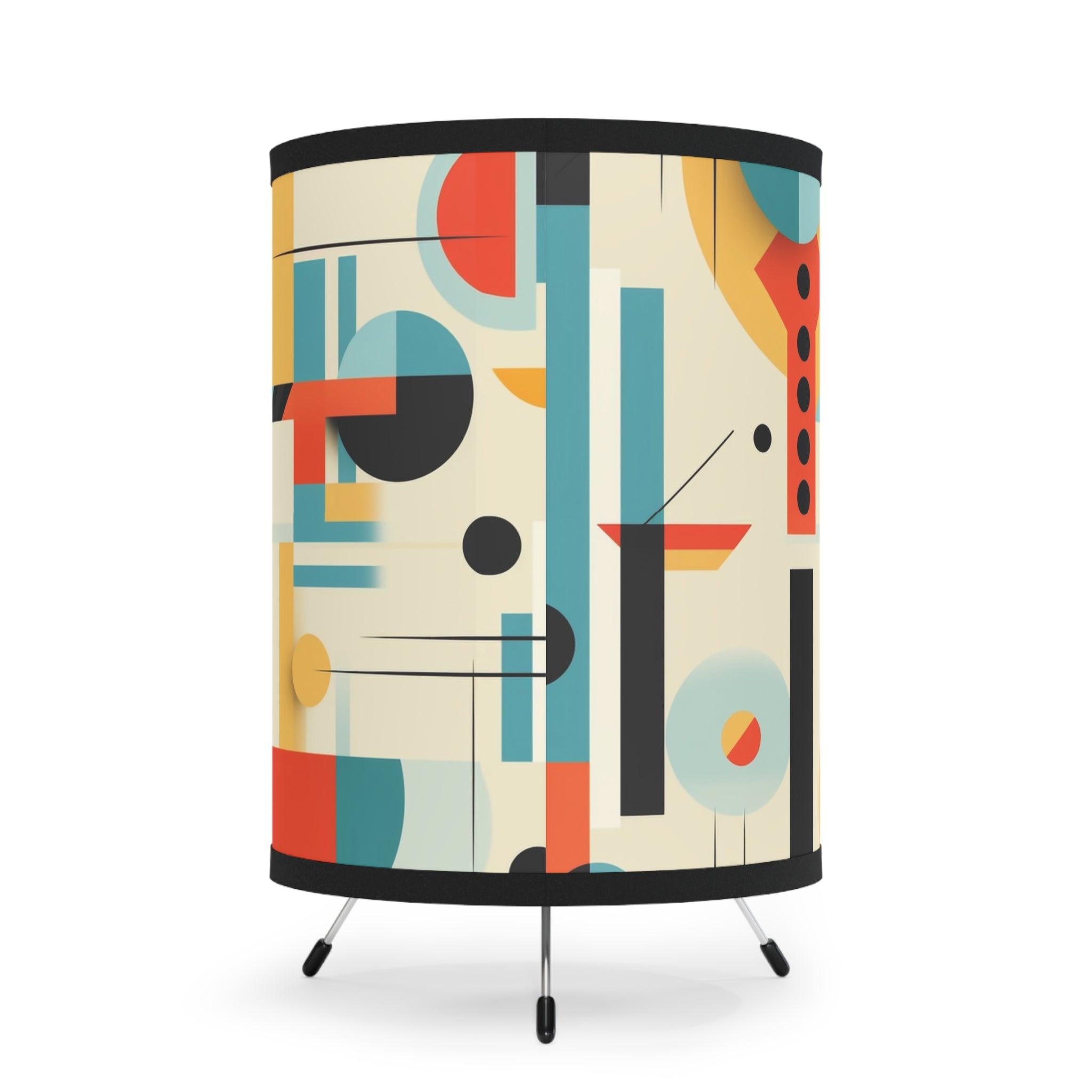 Mid Century Modern Tripod Lamp, Bauhaus Geometric Designs Retro Tabletop Lamp - Mid Century Modern Gal