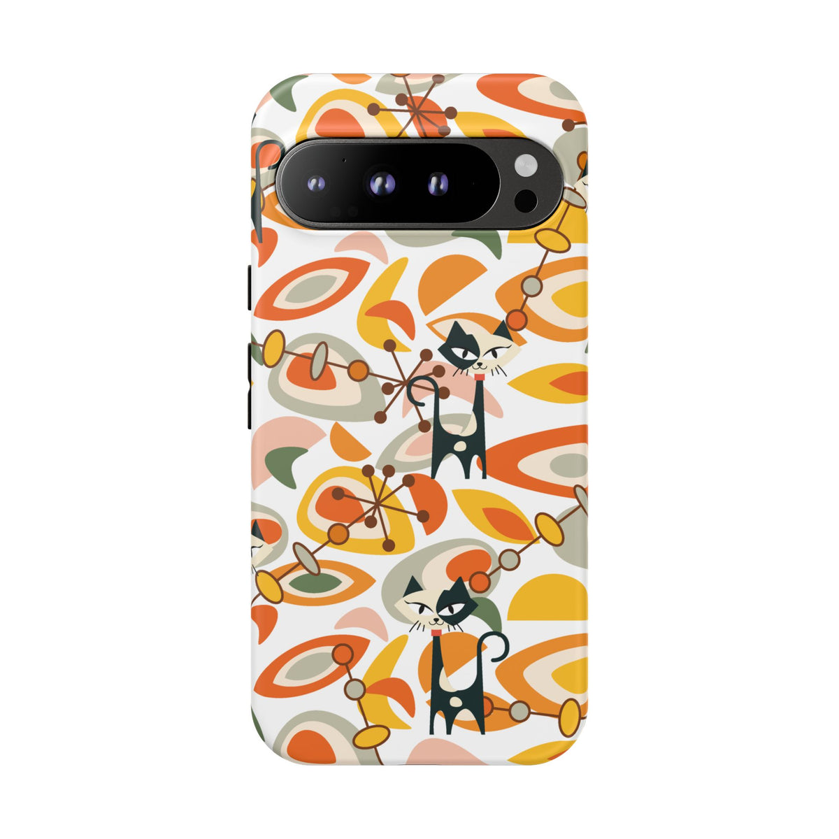 Atomic Cat Mid Mod Orange, Yellow, Groovy Cat Smart Phone Tough Cases