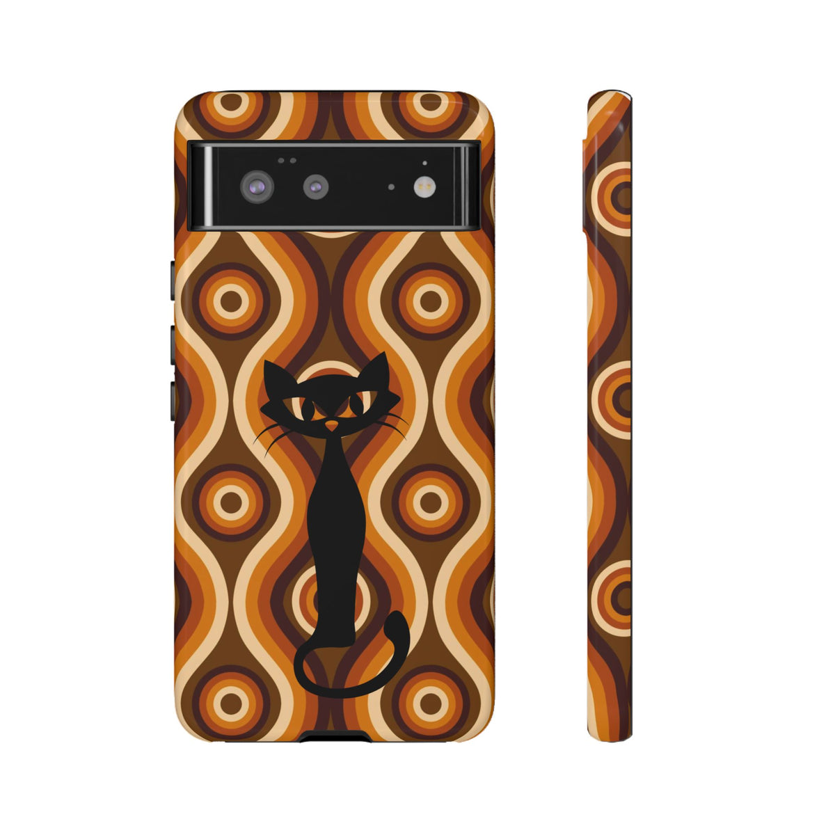 Retro Phone Case, Groovy Brown, Atomic Kitsch Cat Tough Smart Phone Cases - Mid Century Modern Gal