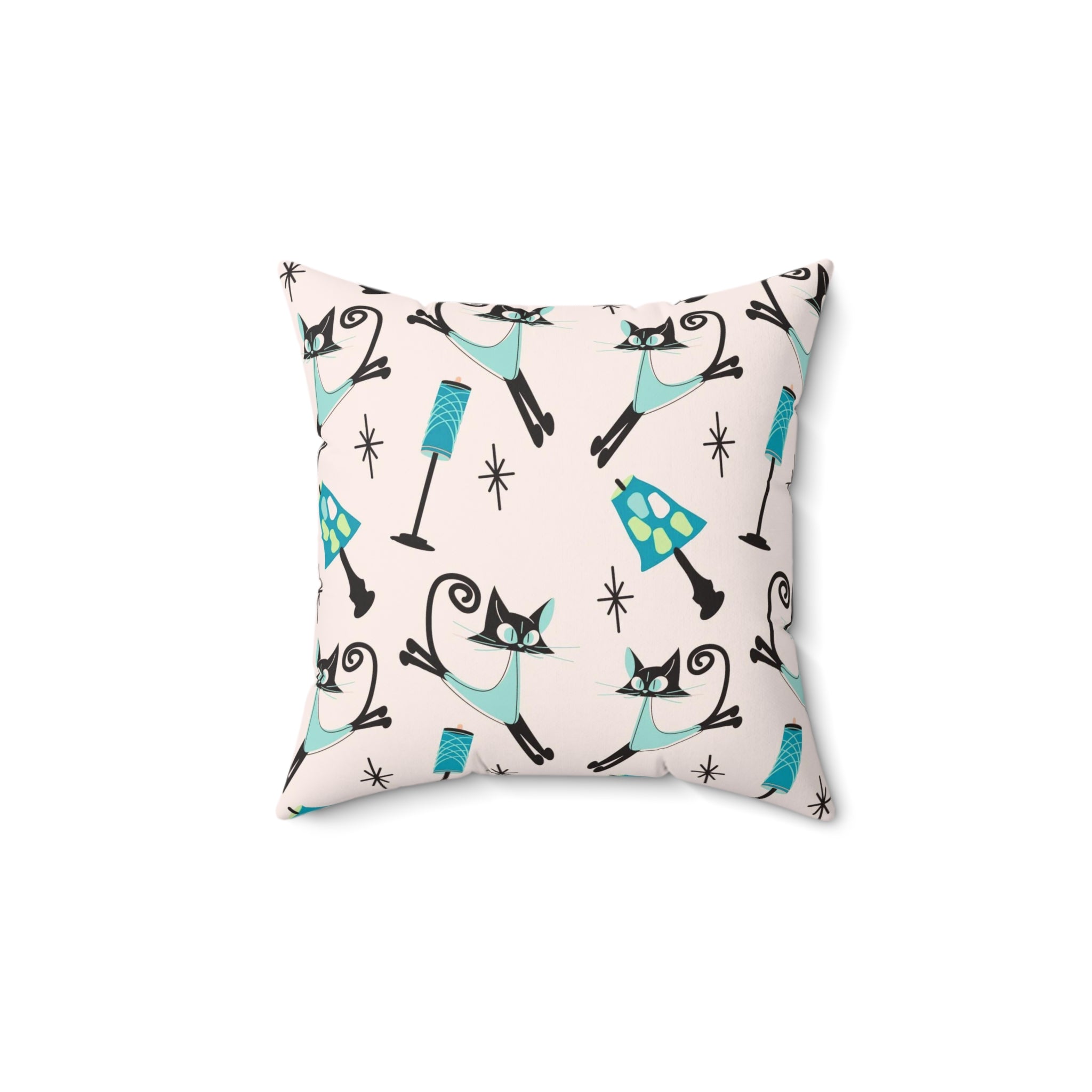Mid Century Modern Atomic Cat Pillow And Insert - Mid Century Modern Gal