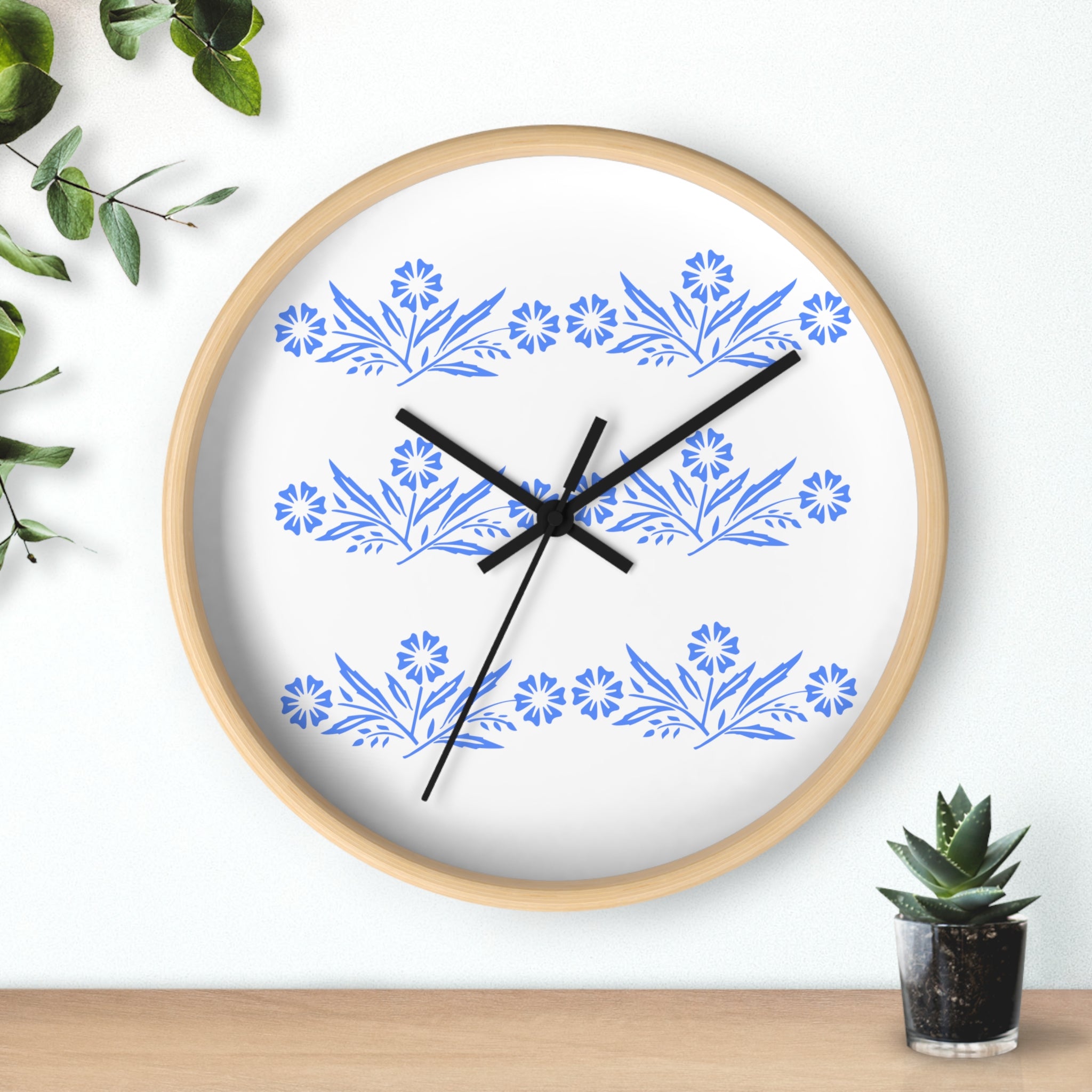 Blue Cornflower Corningware Inspired Kitschy Kitchen Wall Clock - Mid Century Modern Gal